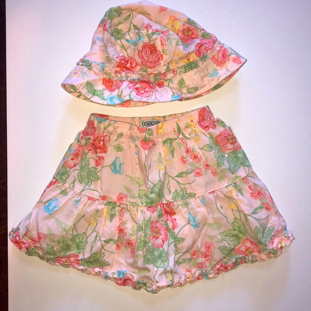 Little girl skirt and hat set